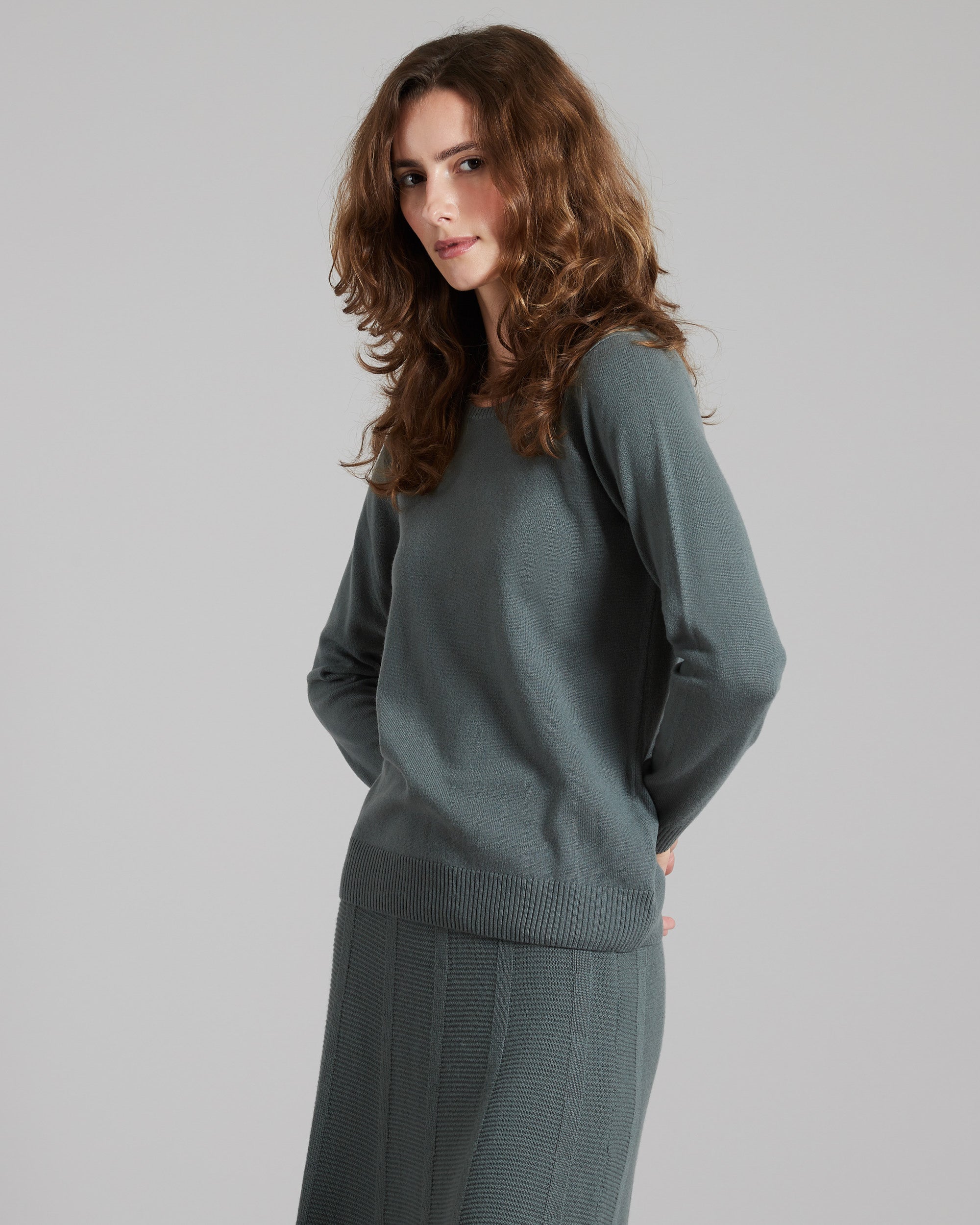 Botanic Green kid cashmere round-neck sweater