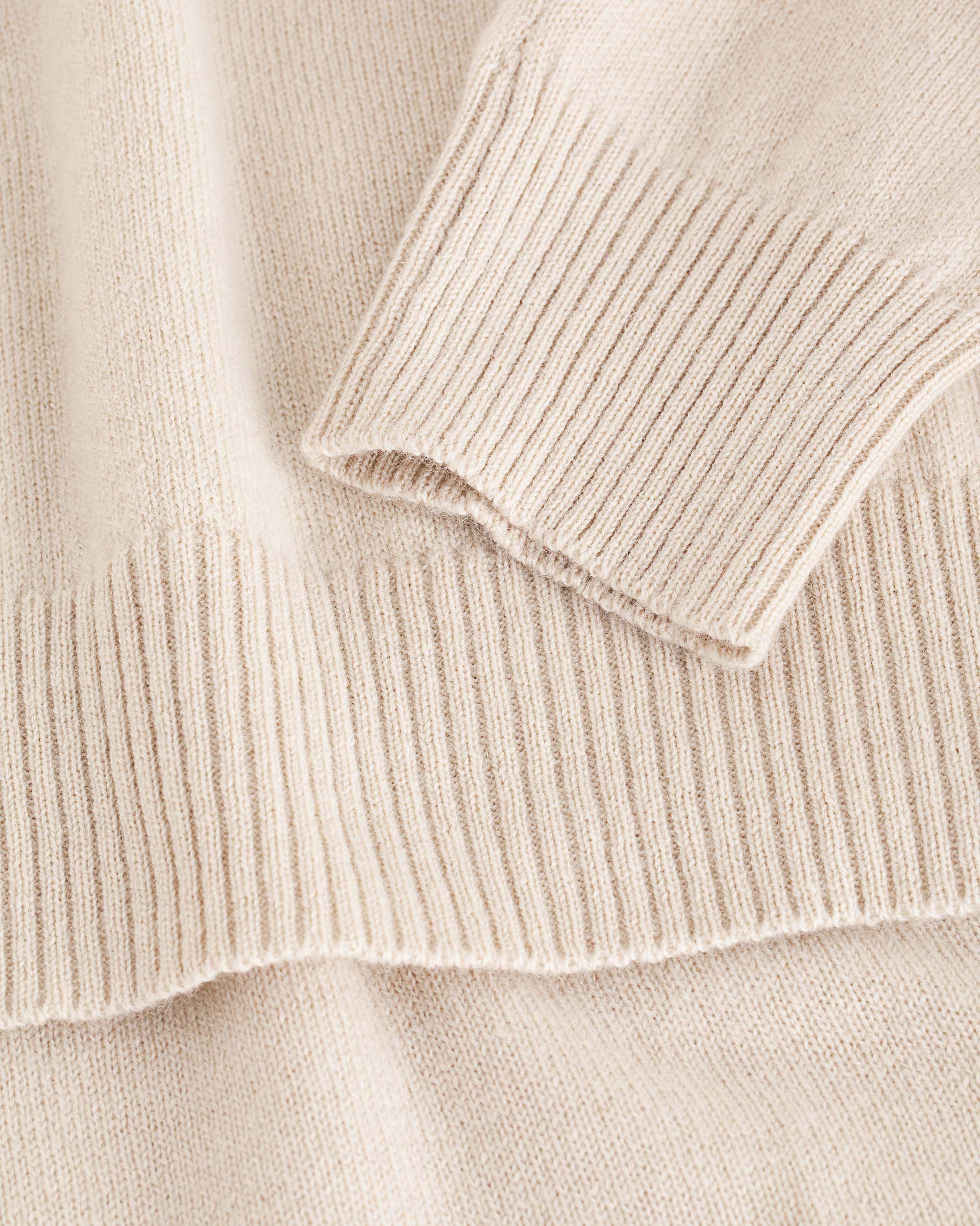 Natural beige kid cashmere round-neck sweater