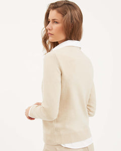 Natural beige kid cashmere round-neck sweater