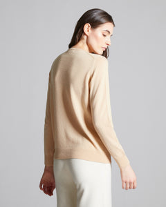 Maglia  Girocollo in Kid Cashmere beige