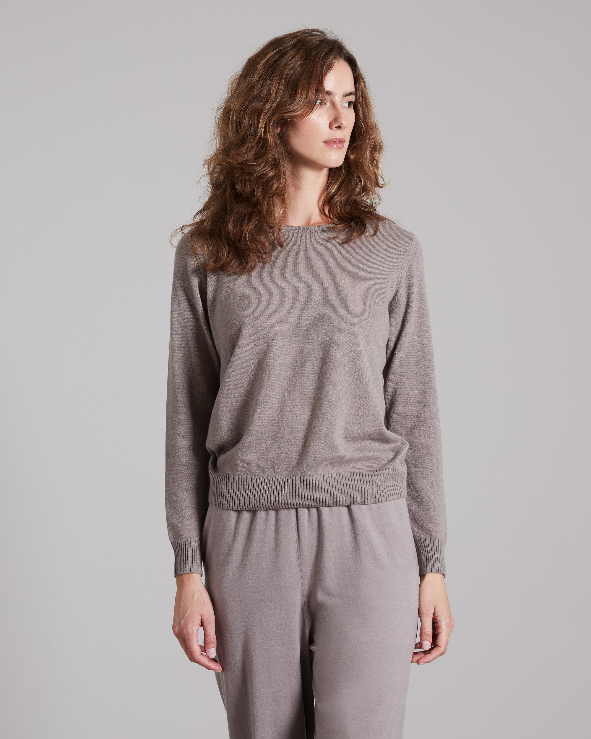 Maglia  Girocollo in Kid Cashmere brown