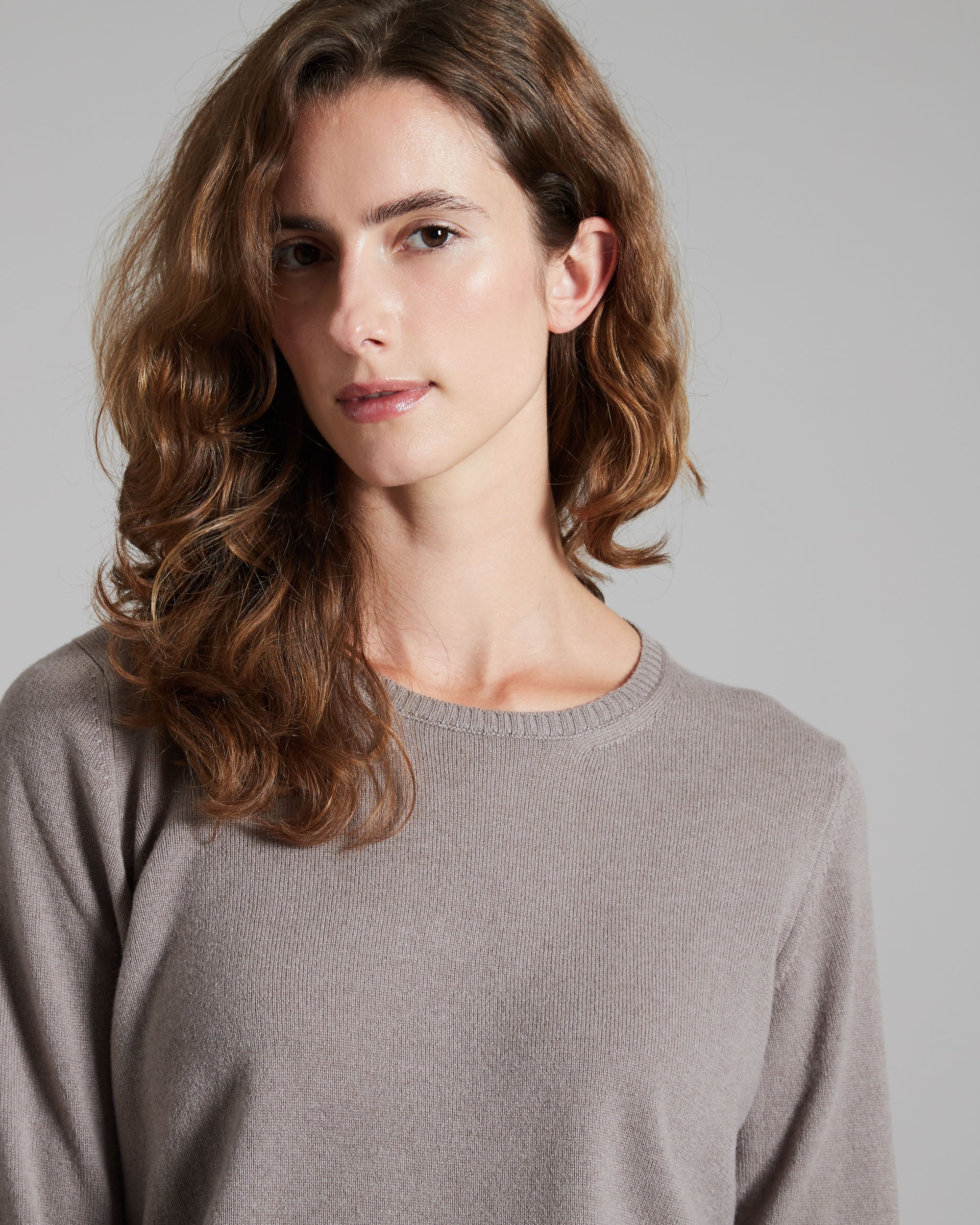 Maglia  Girocollo in Kid Cashmere brown