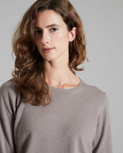 Brown kid cashmere round-neck sweater