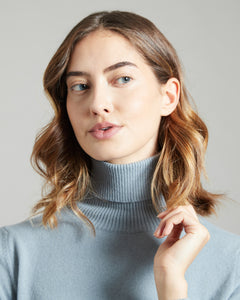 Light-blue kid cashmere turtleneck sweater