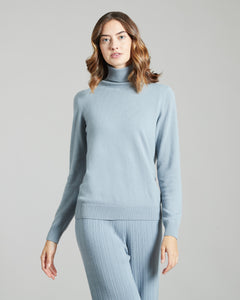 Light-blue kid cashmere turtleneck sweater
