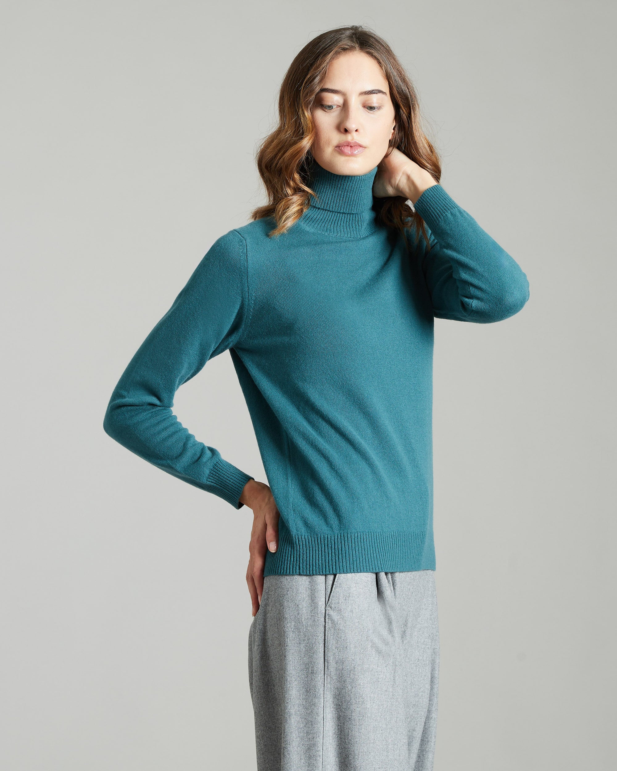 Maglia Dolcevita in Kid Cashmere verde