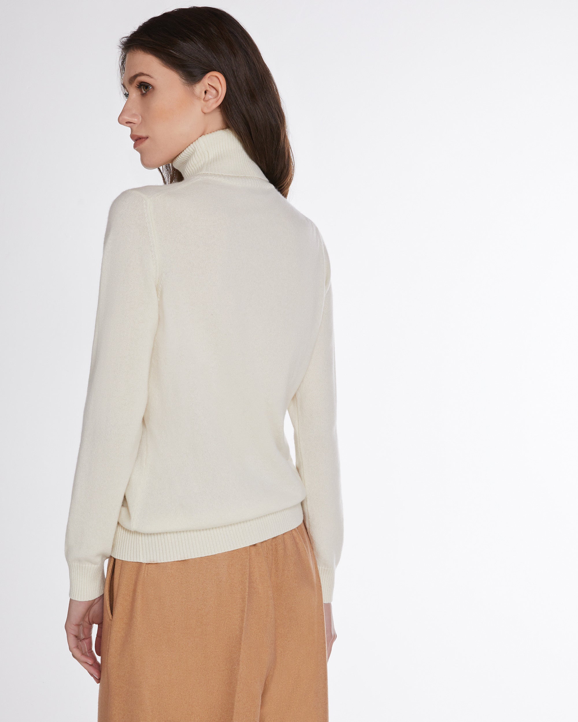 Natural white Kid cashmere turtleneck sweater