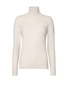 Natural white Kid cashmere turtleneck sweater