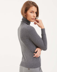 Dark grey kid cashmere turtleneck sweater 2