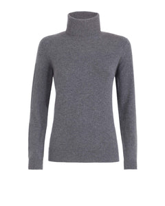 Dark grey kid cashmere turtleneck sweater