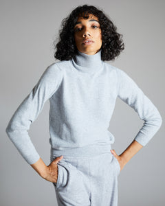 Light grey kid cashmere turtleneck sweater