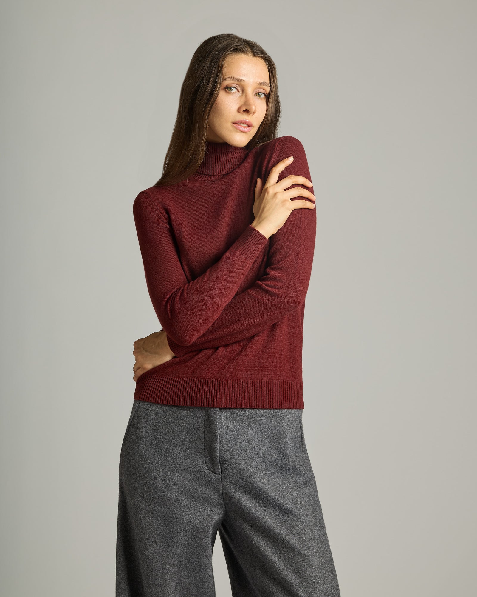 Burgundy Kid cashmere turtleneck sweater