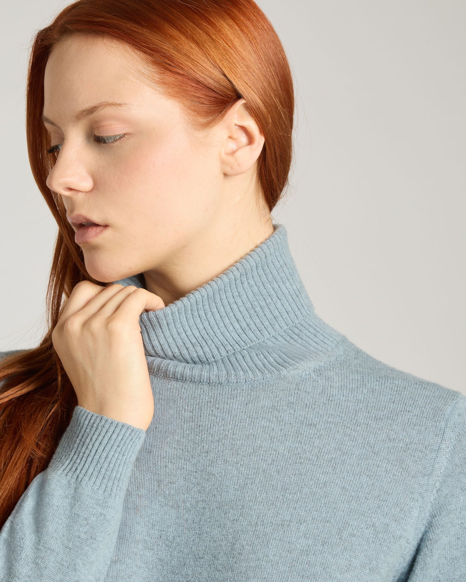 Light Blue Kid cashmere turtleneck sweater 3