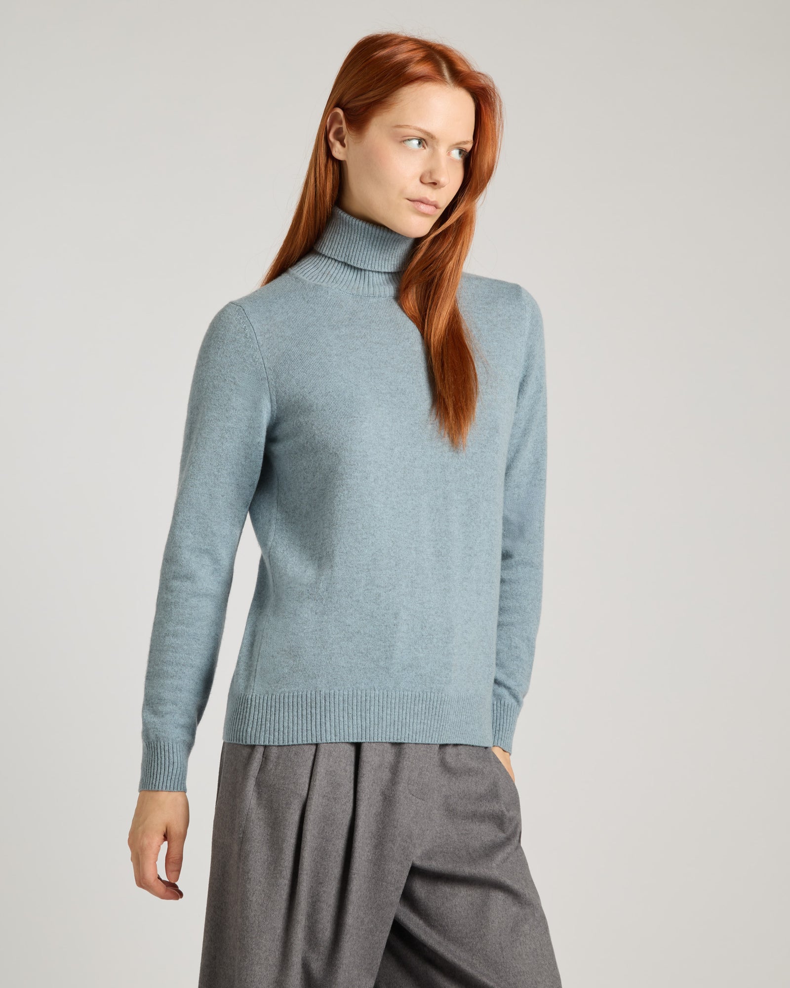 Light Blue Kid cashmere turtleneck sweater 2