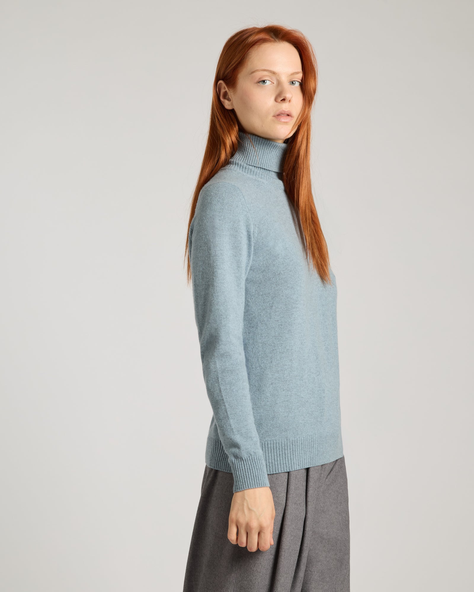 Light Blue Kid cashmere turtleneck sweater