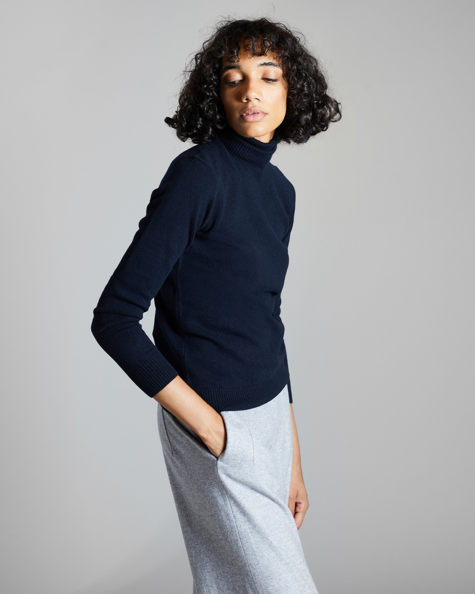 Maglia dolcevita in Kid Cashmere blu