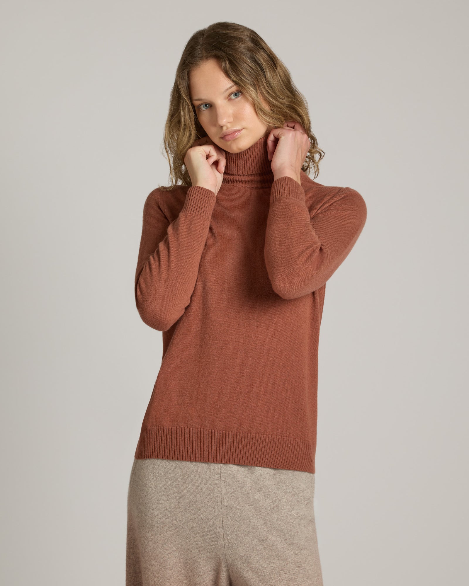 Orange Kid cashmere turtleneck sweater