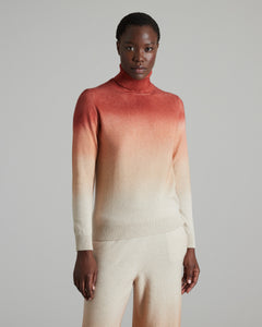 Kid cashmere hand sprayed turtleneck sweater in orange