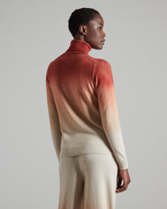 Kid cashmere hand sprayed turtleneck sweater in orange