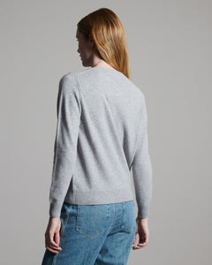 Light grey kid cashmere round-neck cardigan 4
