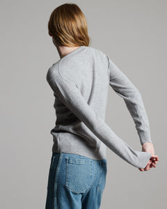 Cardigan Scollo V in Kid Cashmere grigio chiaro