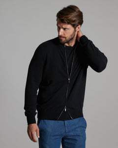 Cardigan Zip in Kid cashmere nero