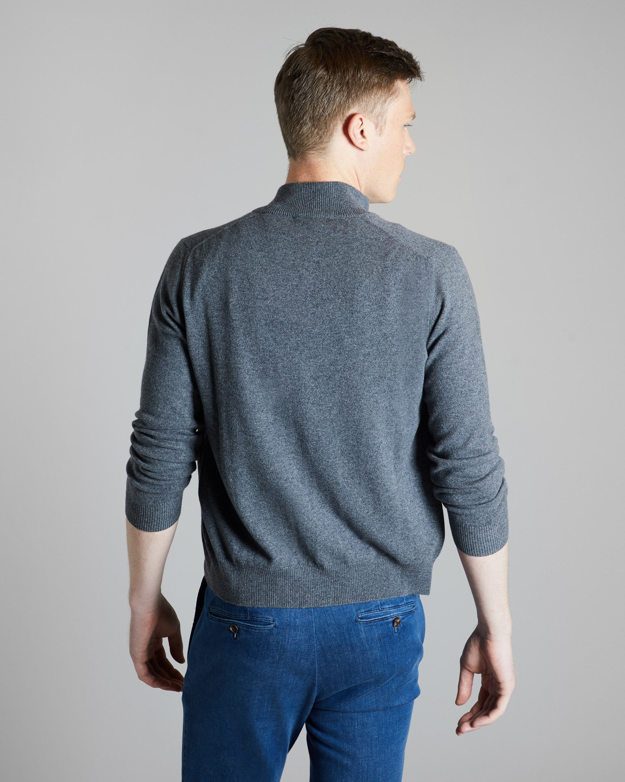 Cardigan Zip in Kid cashmere grigio medio