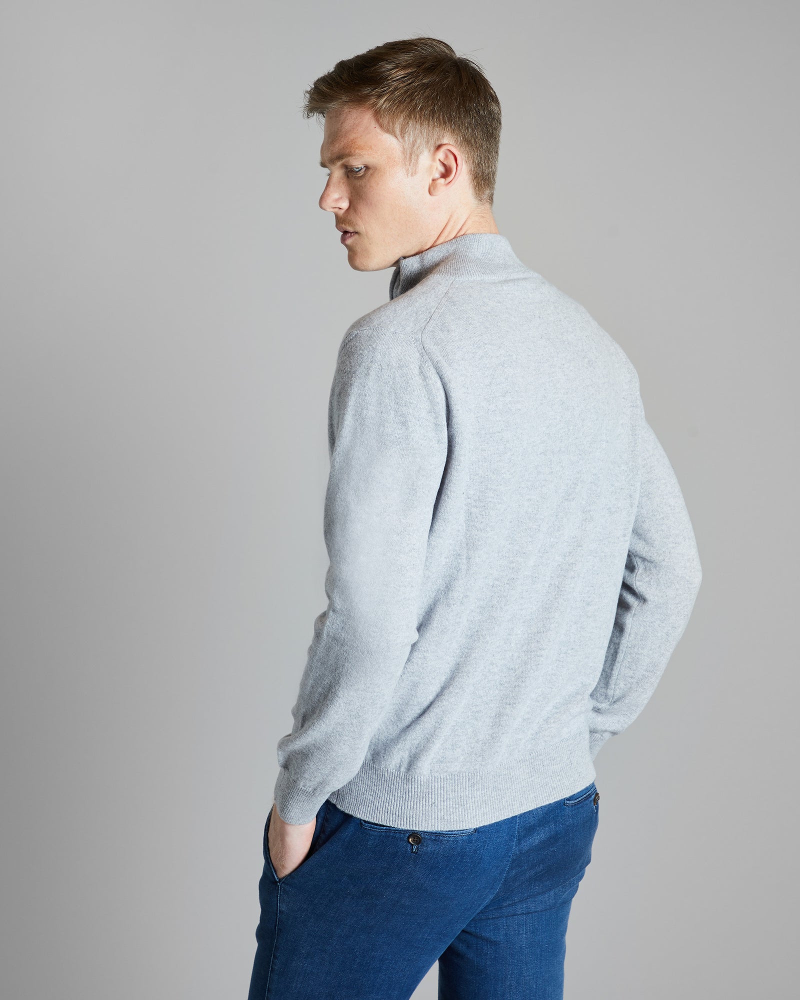 Cardigan Zip in Kid cashmere grigio chiaro