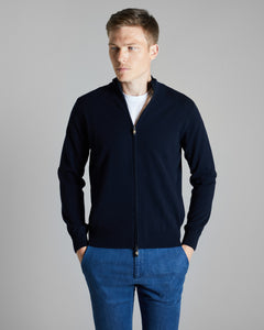 Zipped navy blue Kid cashmere cardigan 3