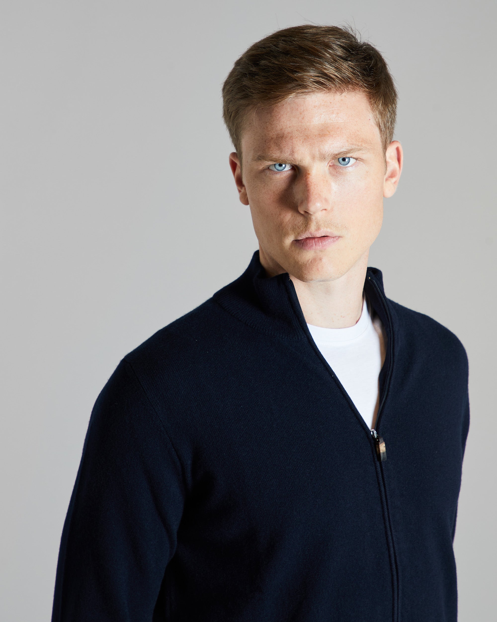 Zipped navy blue Kid cashmere cardigan 2