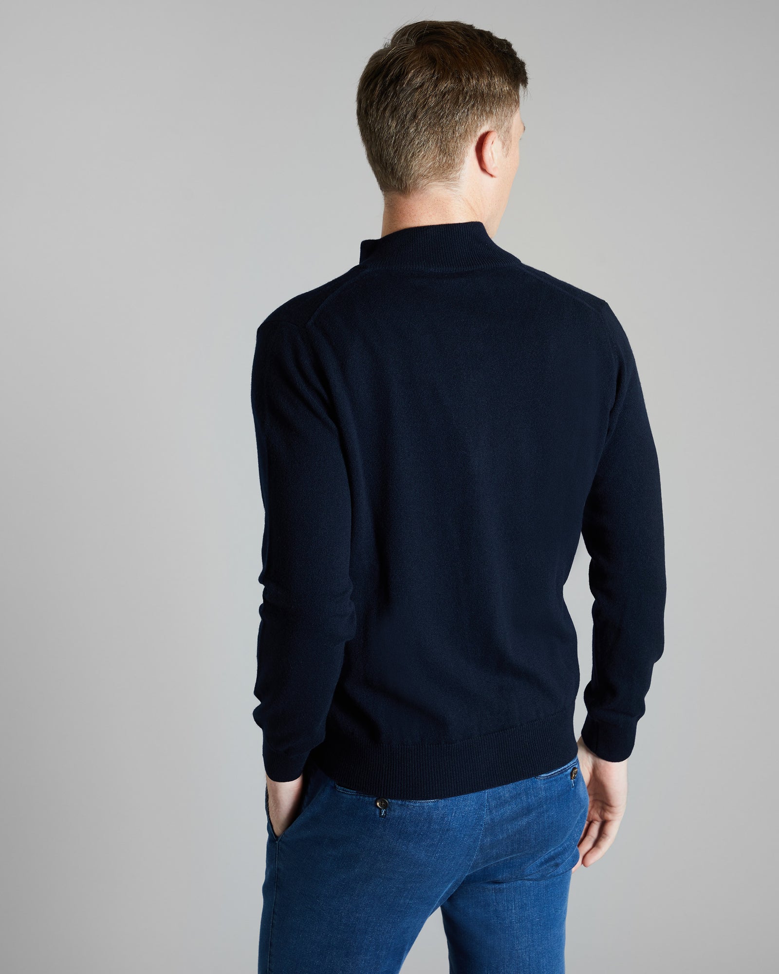 Zipped navy blue Kid cashmere cardigan 4