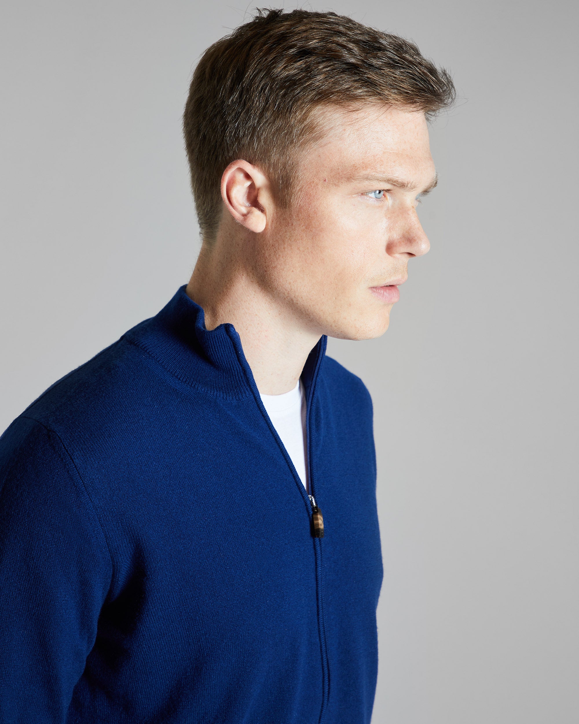 Zipped blue Kid cashmere cardigan 3