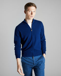 Zipped blue Kid cashmere cardigan