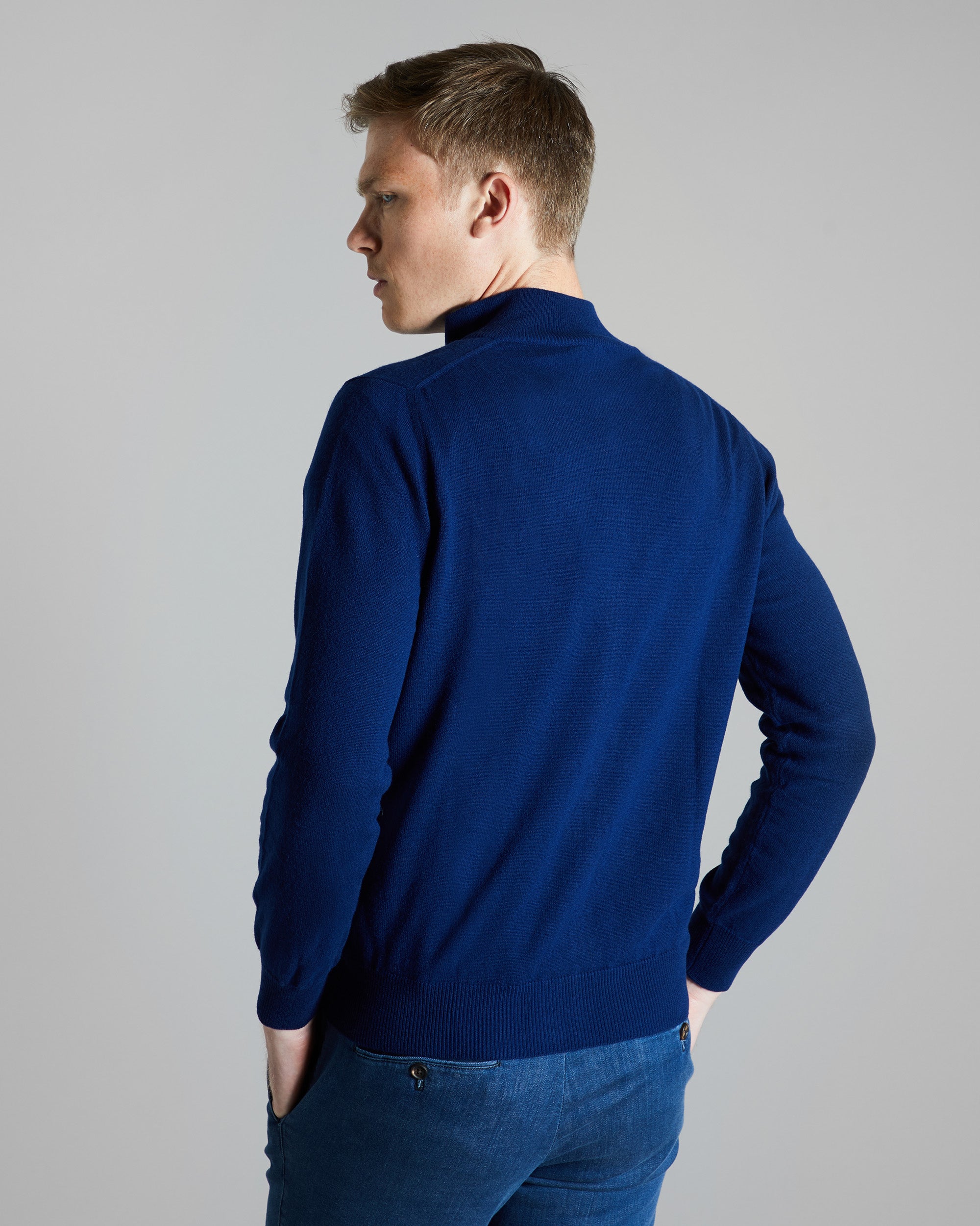 Zipped blue Kid cashmere cardigan 4