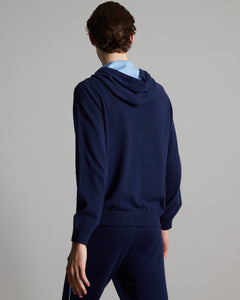 Navy Blue kid cashmere zip hoodie
