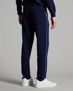 Pantalone jogging in kid cashmere navy blu