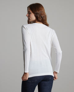 Cashmere and silk crew neck in white 4