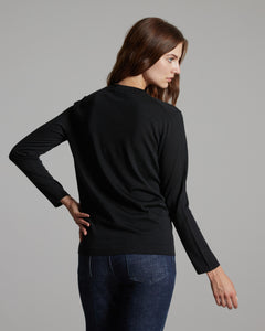 Cashmere and silk crew neck in black