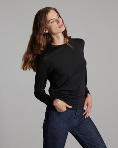 Cashmere and silk crew neck in black