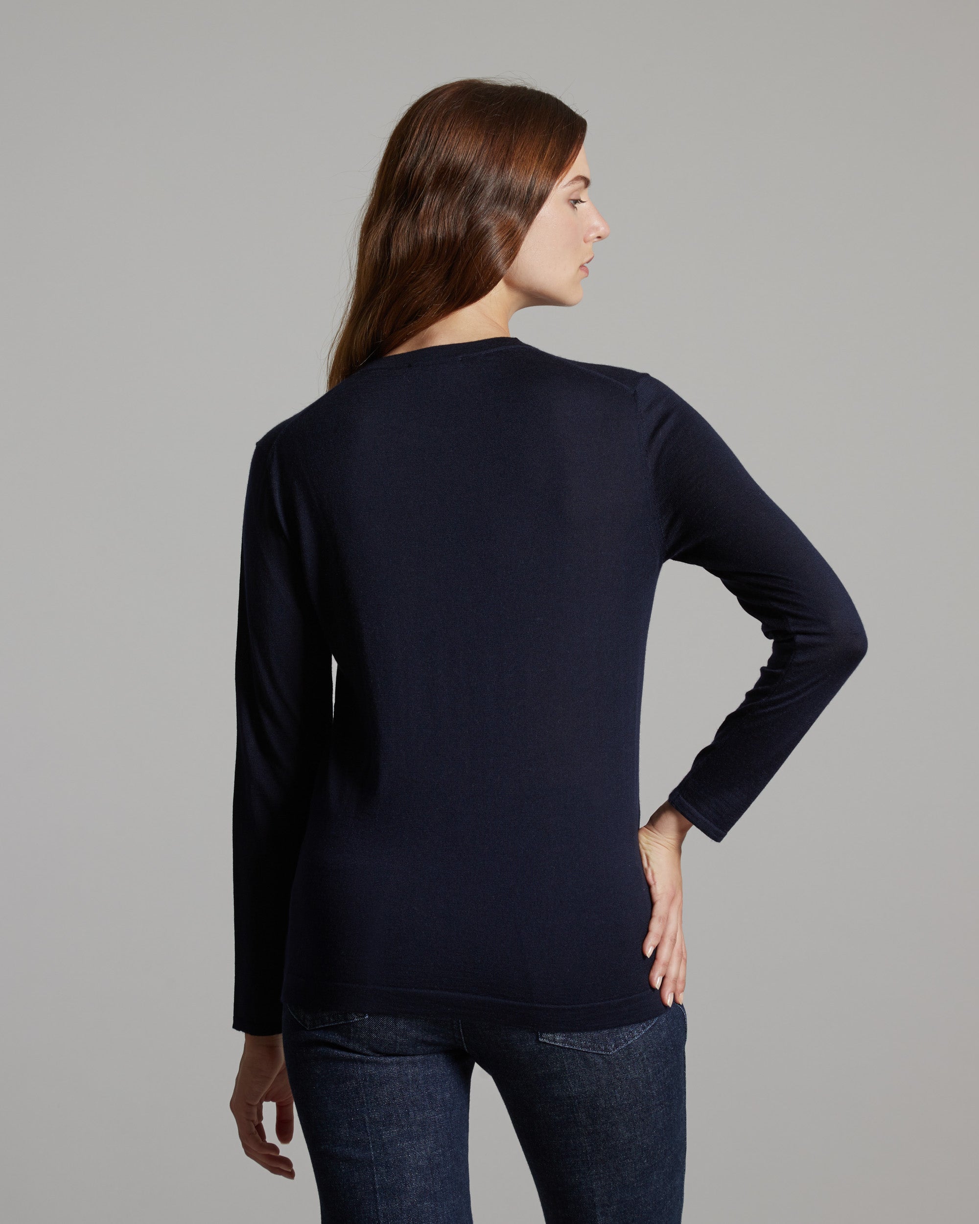 Cashmere and silk crew neck in blue 3