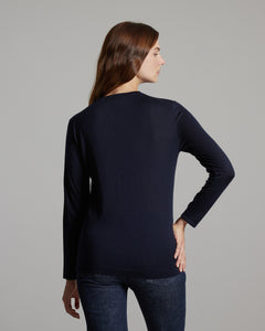 Cashmere and silk crew neck in blue 3
