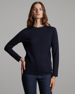 Cashmere and silk crew neck in blue 2