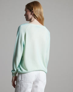 Kid Cashmere hand sprayed V neck in light blu