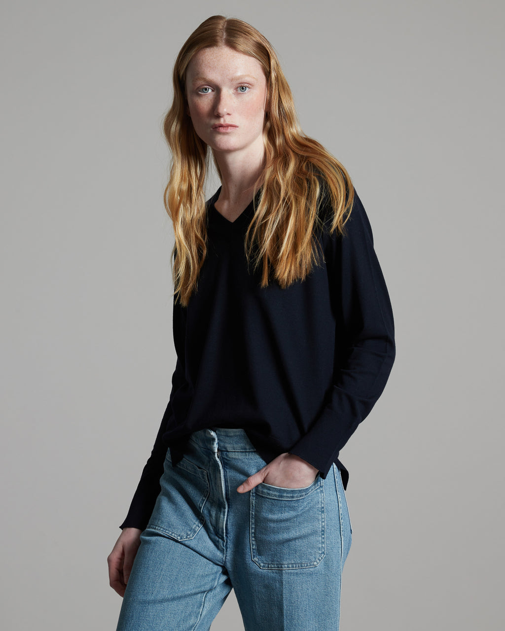 12.8 Kidwool blue V neck  sweater