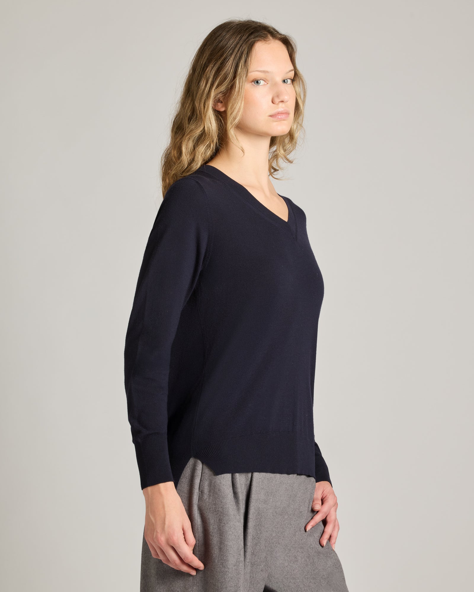 Blue 12.8 Kid Wool blue v-neck sweater 2