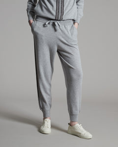 Grey Kid Cashmere jogging pants with sparkling embroidered brands