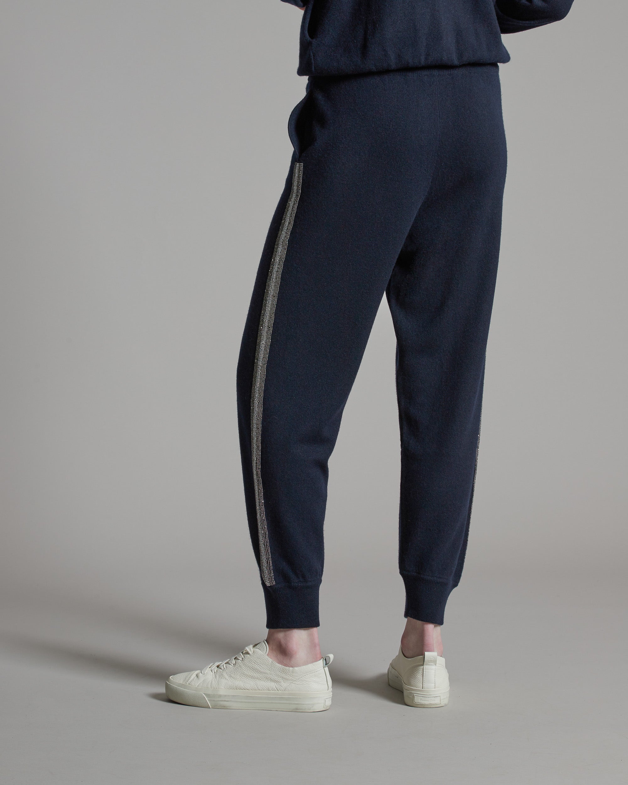 Blue Kid Cashmere jogging pants with sparkling embroidered brands 3