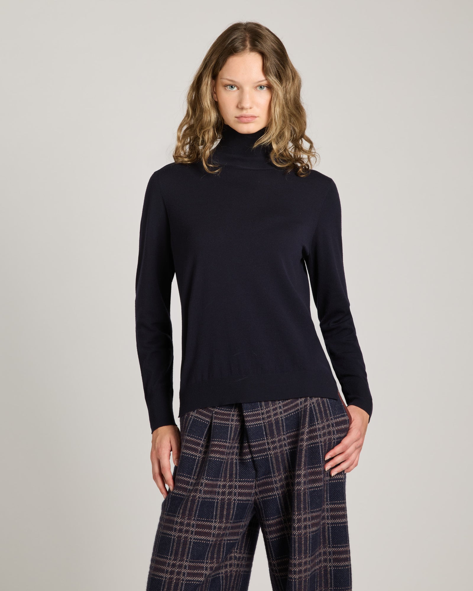 Blue 12.8 Kid Wool blue turtleneck