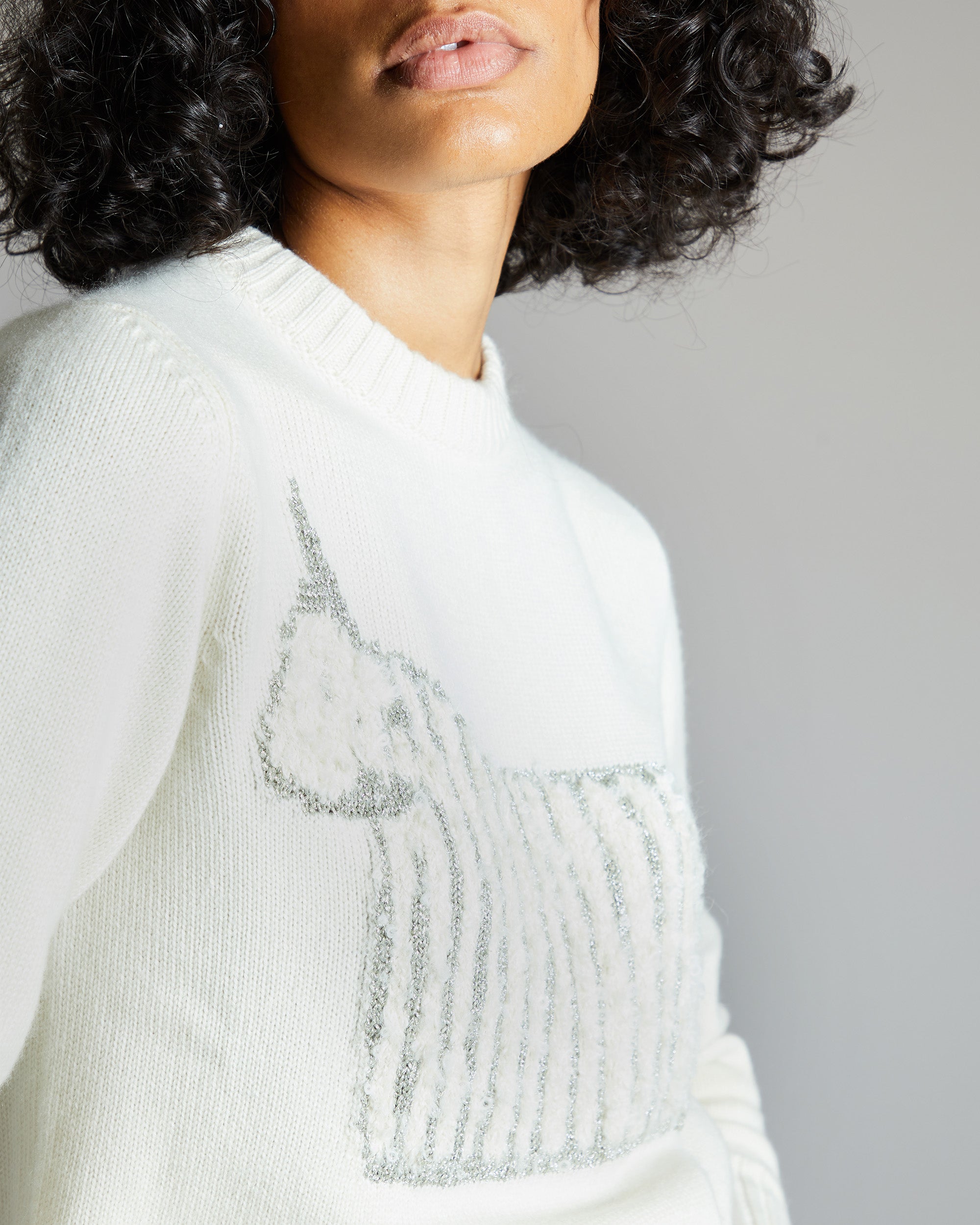 Kid cashmere round neck sweater with Colombo logo