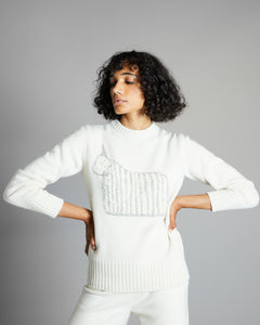 Kid cashmere round neck sweater with Colombo logo